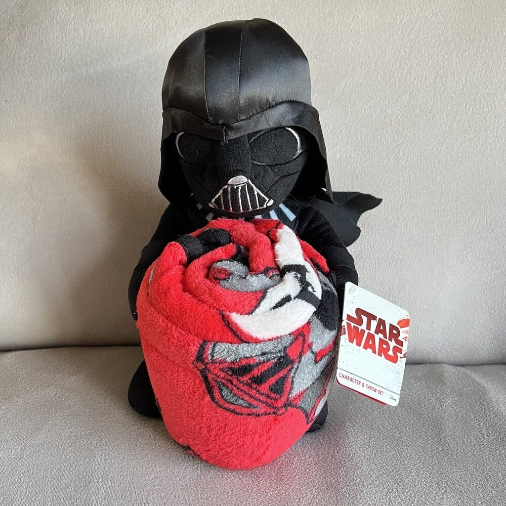 Disney Star Wars Darh Vader Blanket & Stuffed Action Figure 2 Pc Set T8
